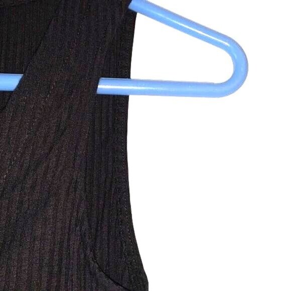 Black Ribbed Tank Bodysuit With Lace-Up Front Medium Iris - Picture 5 of 9